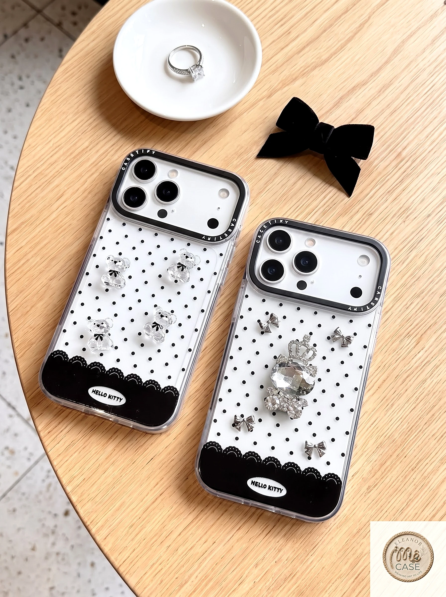 MÃ 110. 🖤 Ốp lưng iphone nữ hoàng pha lê chấm bi -  Crystal Queen Polka Case 👑