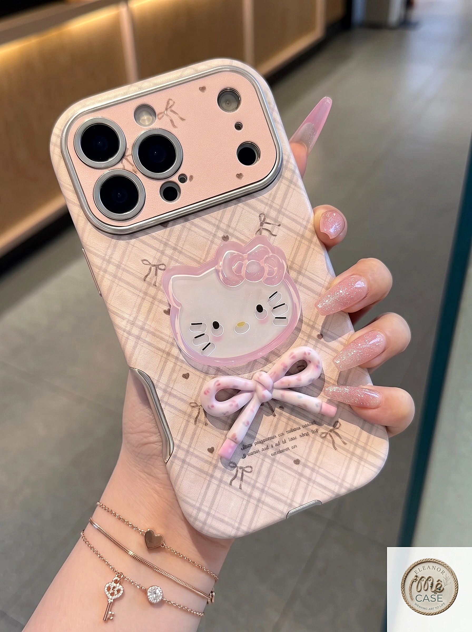 MÃ 90. 🐱🎀Ốp Lưng Iphone Mèo Kitty Nơ Caro Hồng Dịu Dàng 🌸💖_Mê Case