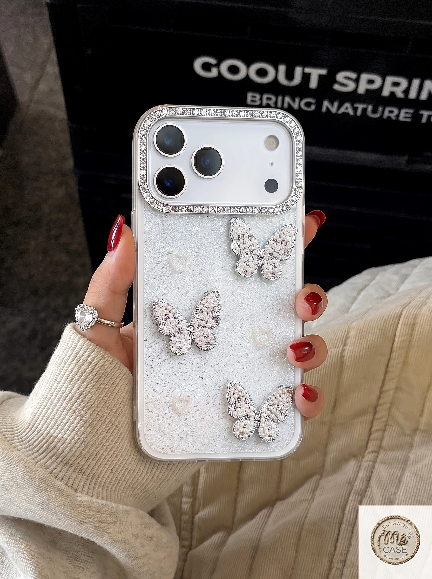 Ốp Lưng Iphone Cánh Bướm Pha Lê