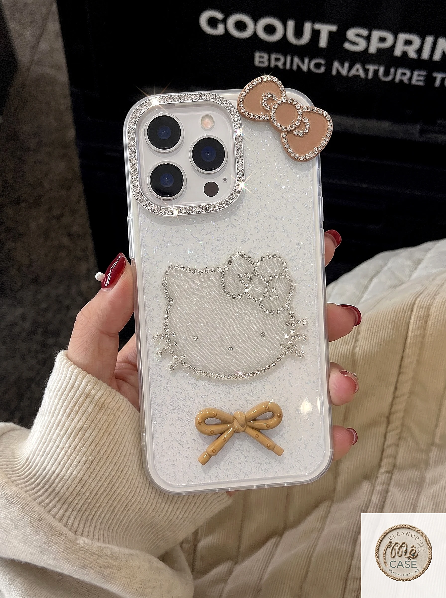 ỐP LƯNG IPHONE HELLO KITTY ĐÍNH ĐÁ PHA LÊ - PHONG CÁCH COQUETTE SANG CHẢNH