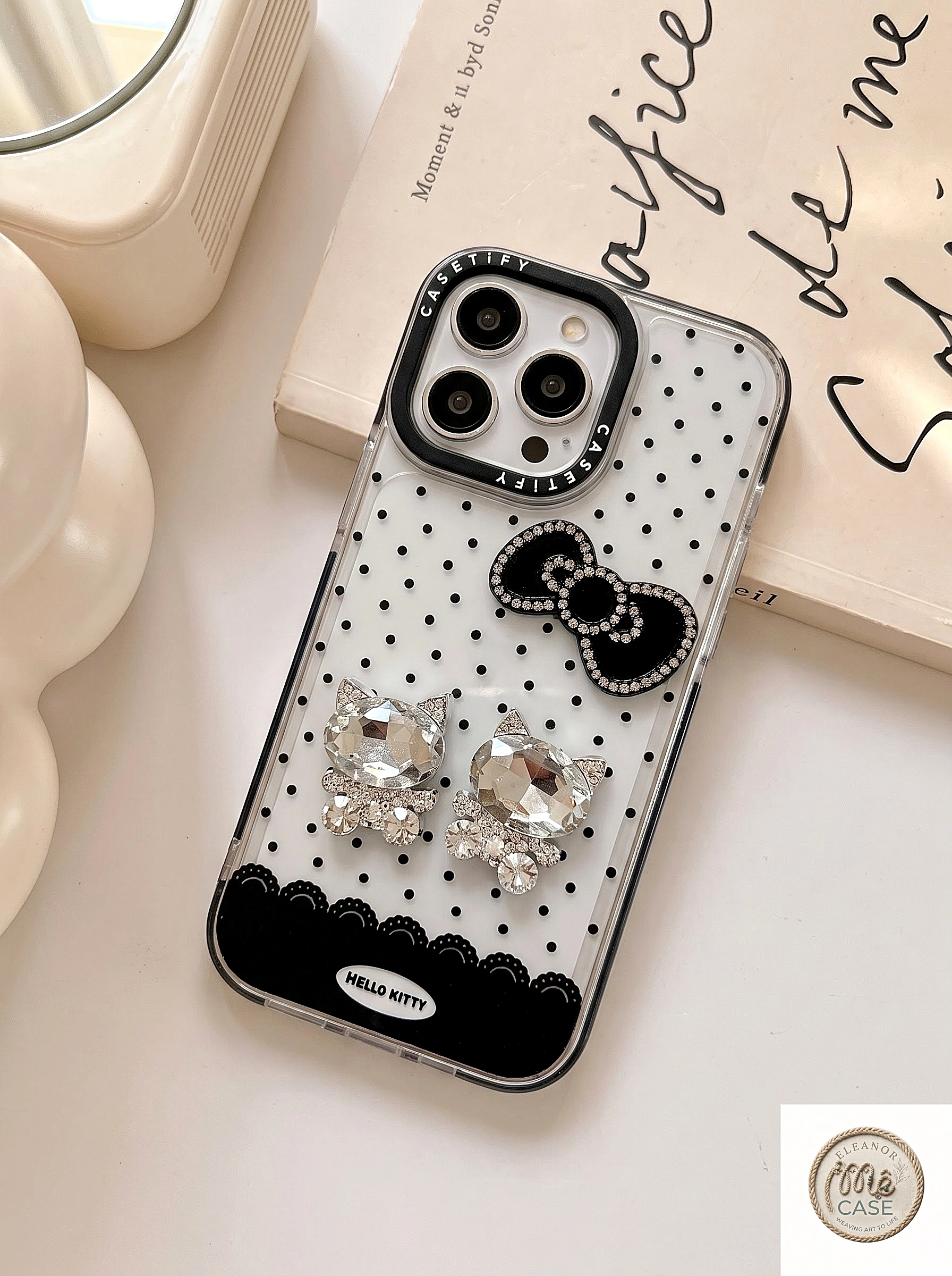 Ốp Lưng Iphone Pha Lê Nàng Mèo Kiêu Xa -  Cat Black And White 🐱🖤🤍