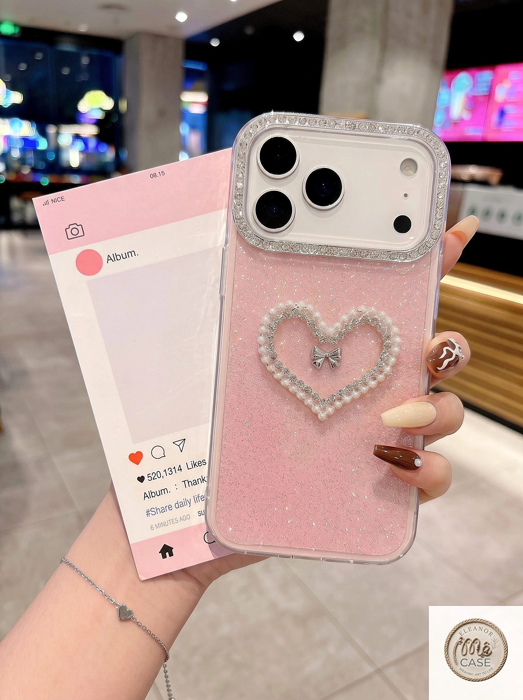 Ốp Lưng iPhone Nhũ Đính Đá 