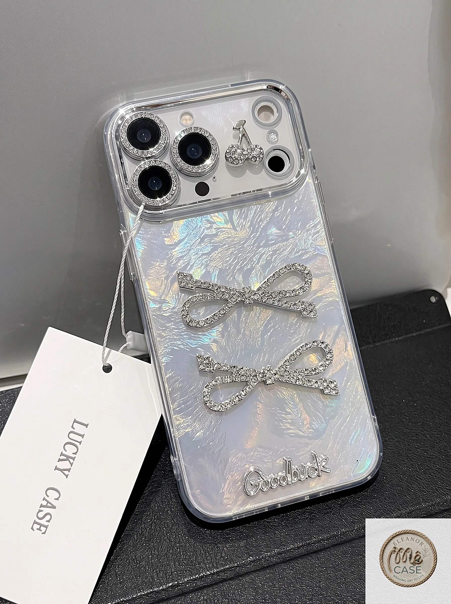 MÃ 69. ỐP LƯNG IPHONE NƠ ĐÍNH ĐÁ LẤP LÁNH SANG CHẢNH CHO NÀNG ✨🎀-  LUXURY BLING BOW CASE + Dây