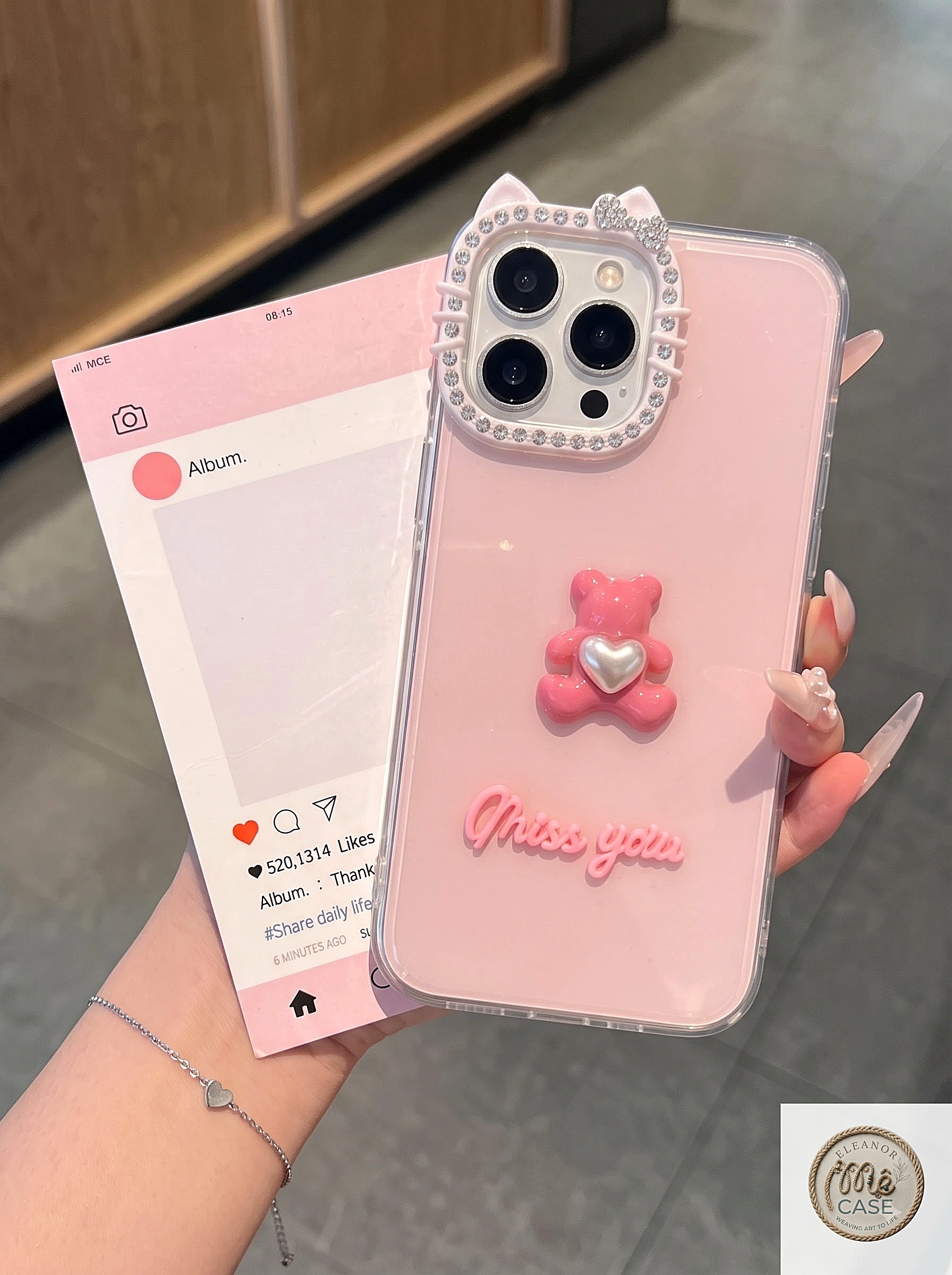 Ốp Lưng iPhone Bear Bow - Cute Phô Mai Que