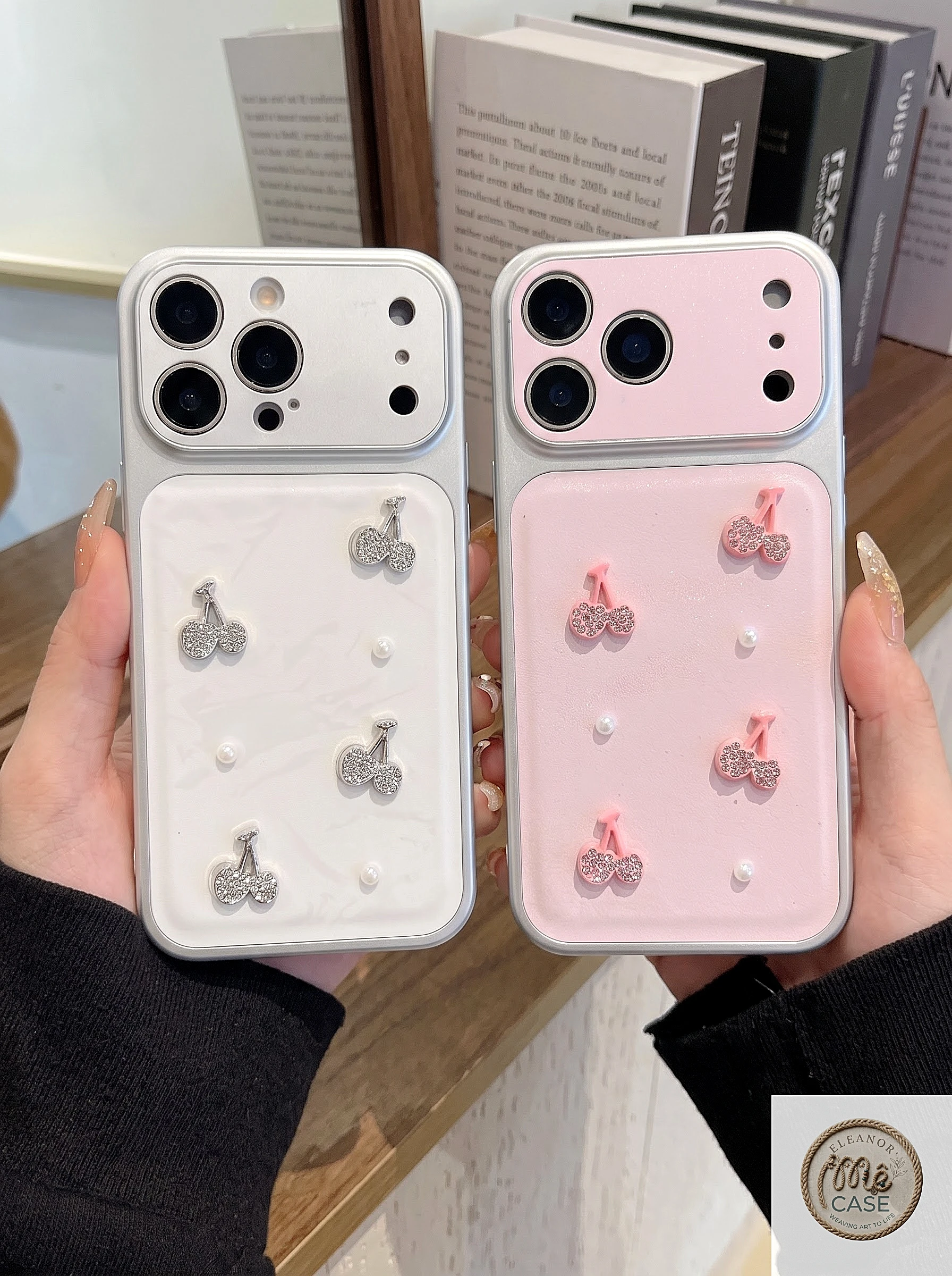 Ốp Lưng iPhone Đính Đá Cherry Lấp Lánh