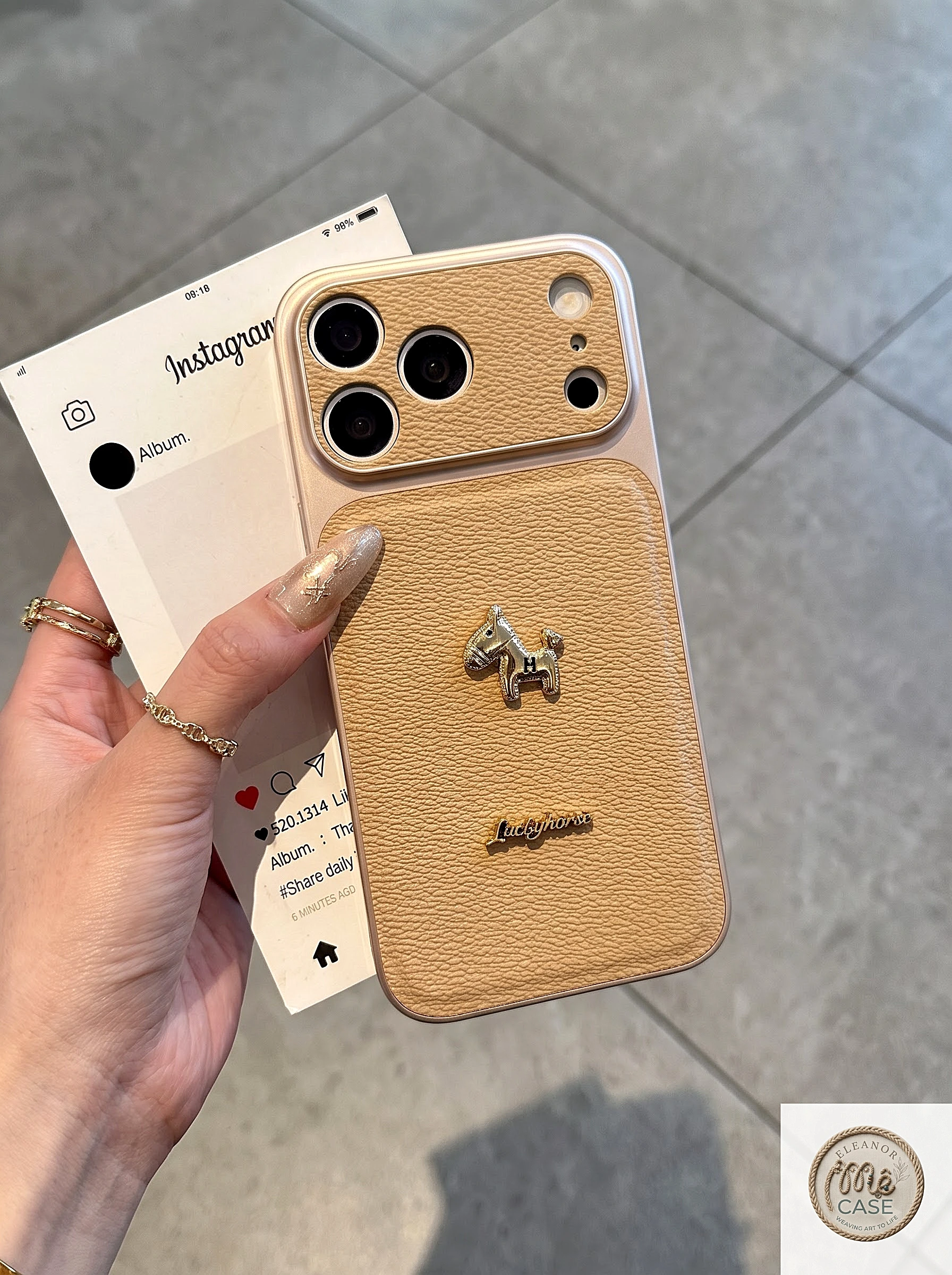 MÃ 97. Ốp Lưng Iphone_ Ốp Da Cao Cấp Độ Full Camera 17Promax - Mẫu Ngựa Nhỏ Chữ Luckyhorse
