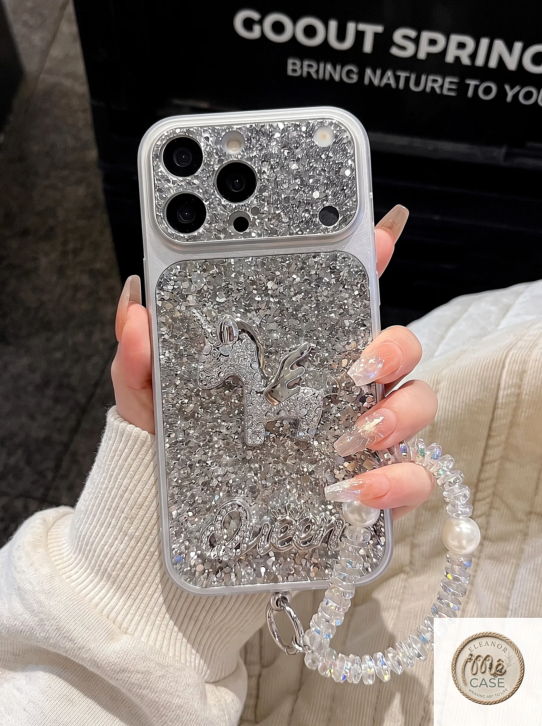 MÃ 108. Ốp Lưng iPhone Kim Tuyến Kỳ Lân 3D Sang Chảnh