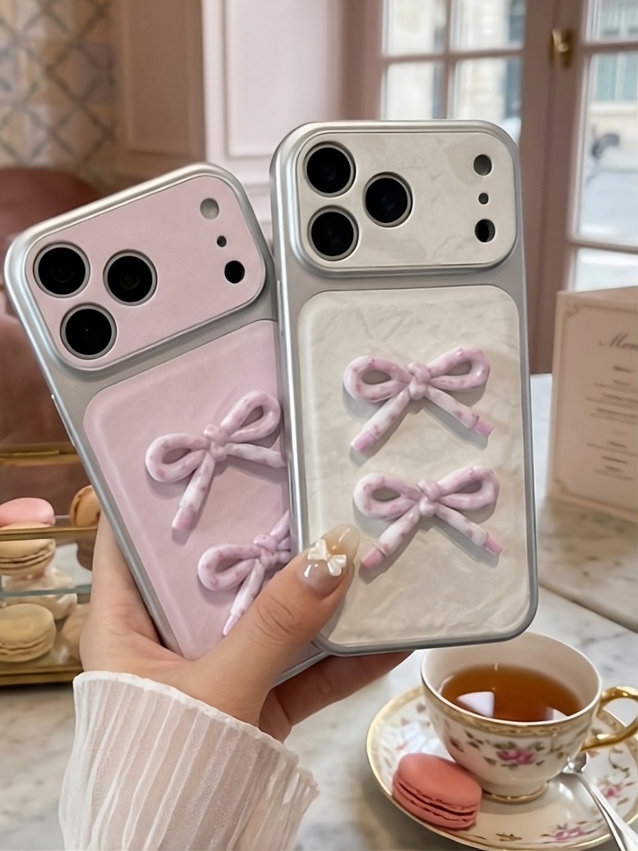 Ốp Lưng Iphone _ Đính Nơ Chuẩn Phong Cách Coquette Y2K Cao Cấp