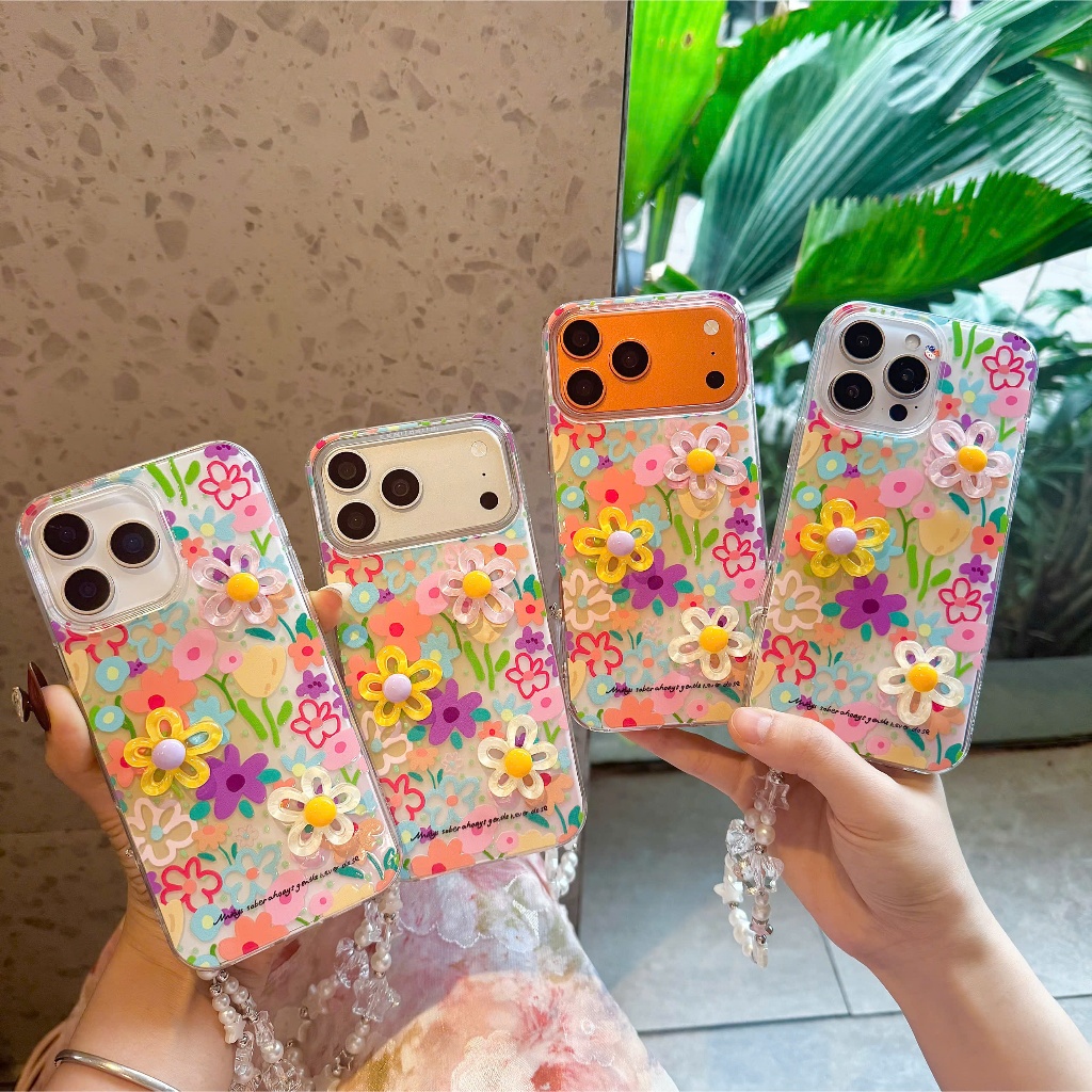 🌸✨ Ốp Lưng Iphone Vườn Hoa Summer Rực Rỡ 3D -  Summer Garden Case 🌈 Có Dây Đeo
