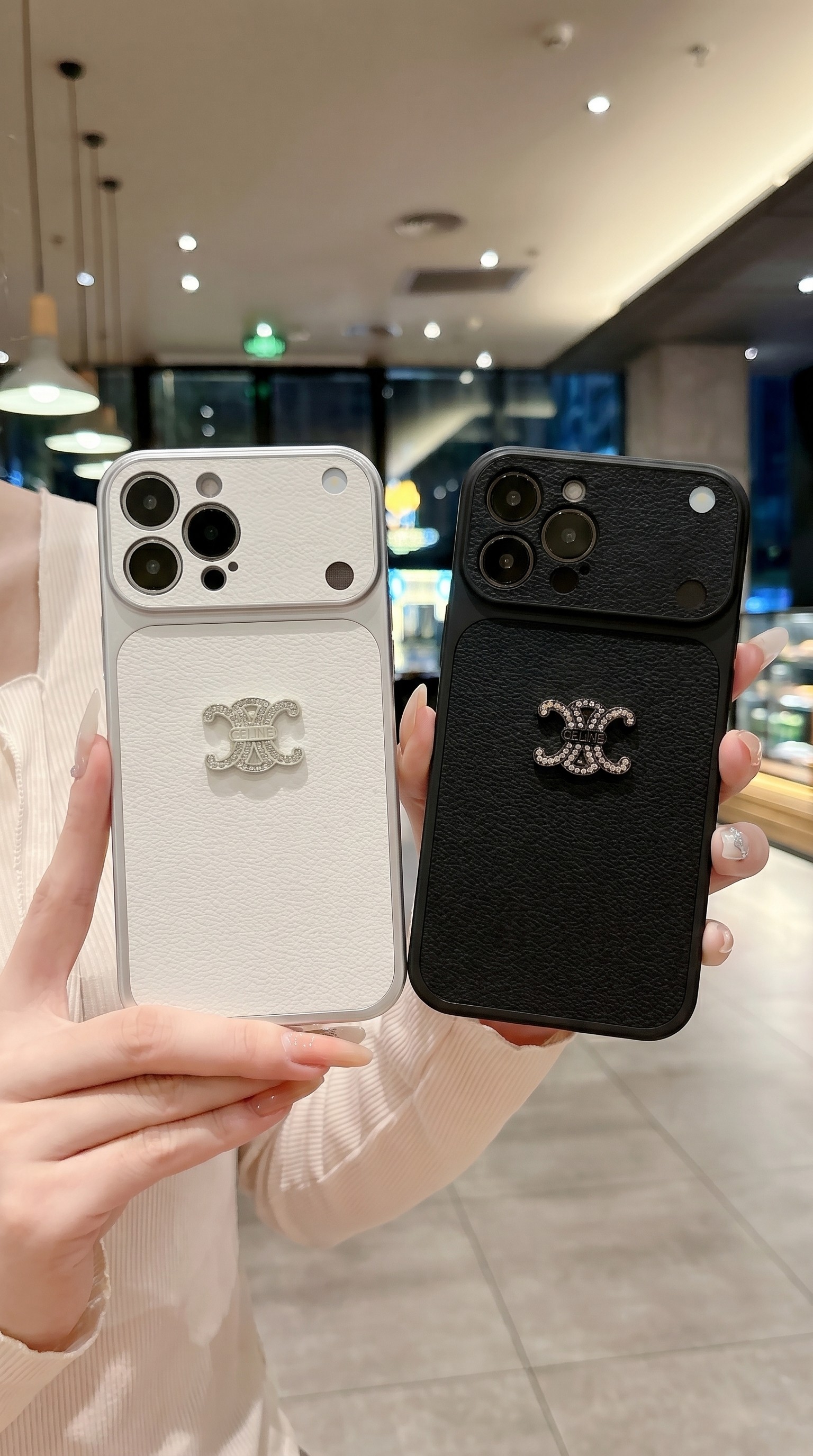 Ốp Da PU Cao Cấp Bảo Vệ Camera Kèm Charm Đá Lấp Lánh