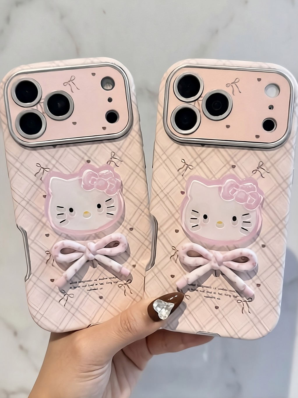 🐱🎀Ốp Lưng Iphone Mèo Kitty Nơ Caro Hồng Dịu Dàng 🌸💖_Mê Case
