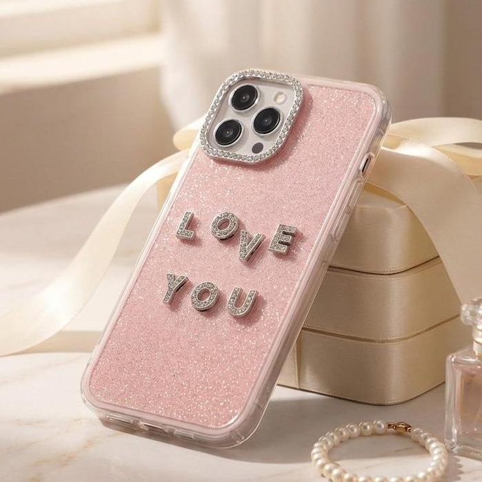 Ốp Lưng Iphone Đính Đá Gắn Chữ Lấp Lánh 
