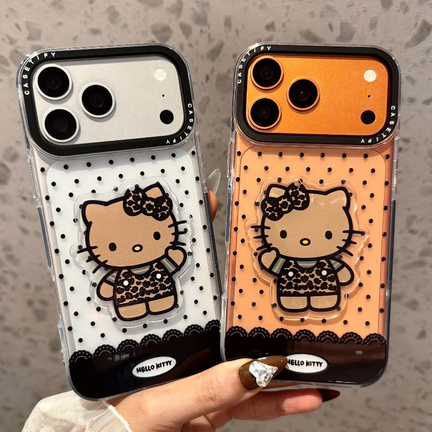 ỐP LƯNG IPHONE  CASE TIFY KITTY NÂU TÂY CHẤM BI