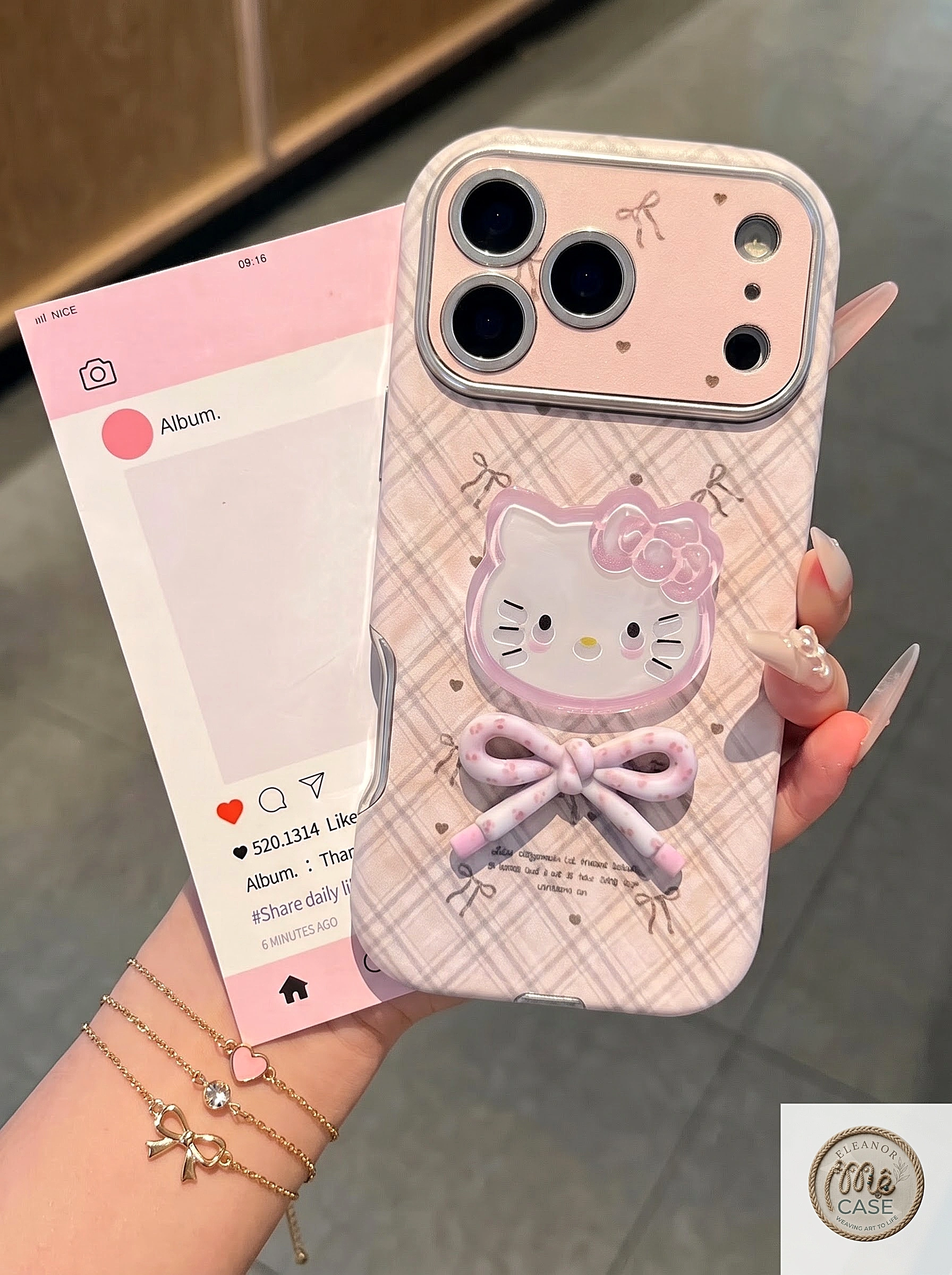 MÃ 90. 🐱🎀Ốp Lưng Iphone Mèo Kitty Nơ Caro Hồng Dịu Dàng 🌸💖_Mê Case