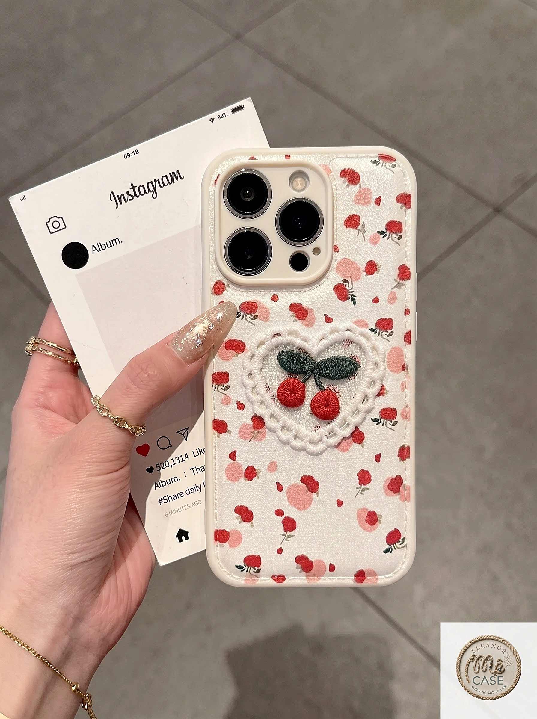 Ốp Lưng Iphone Trái Tim Cherry - Cherry Vintage Heart Xinh Yêu 😍🍒