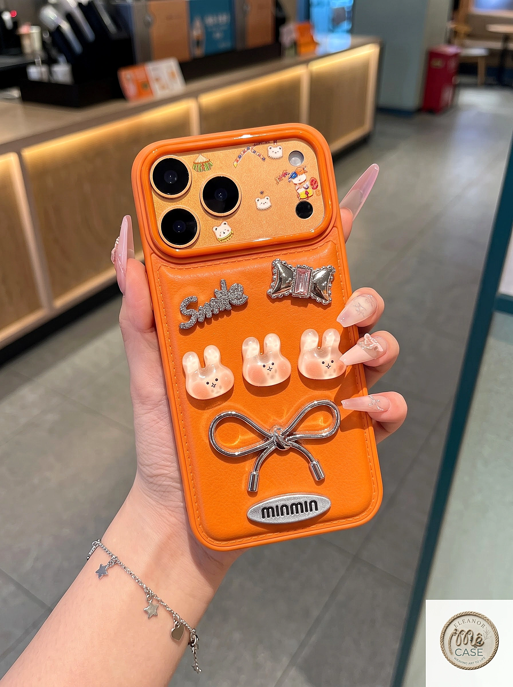 Ốp Iphone BST Jelly & Pearl Màu Hồng & Màu Cam
