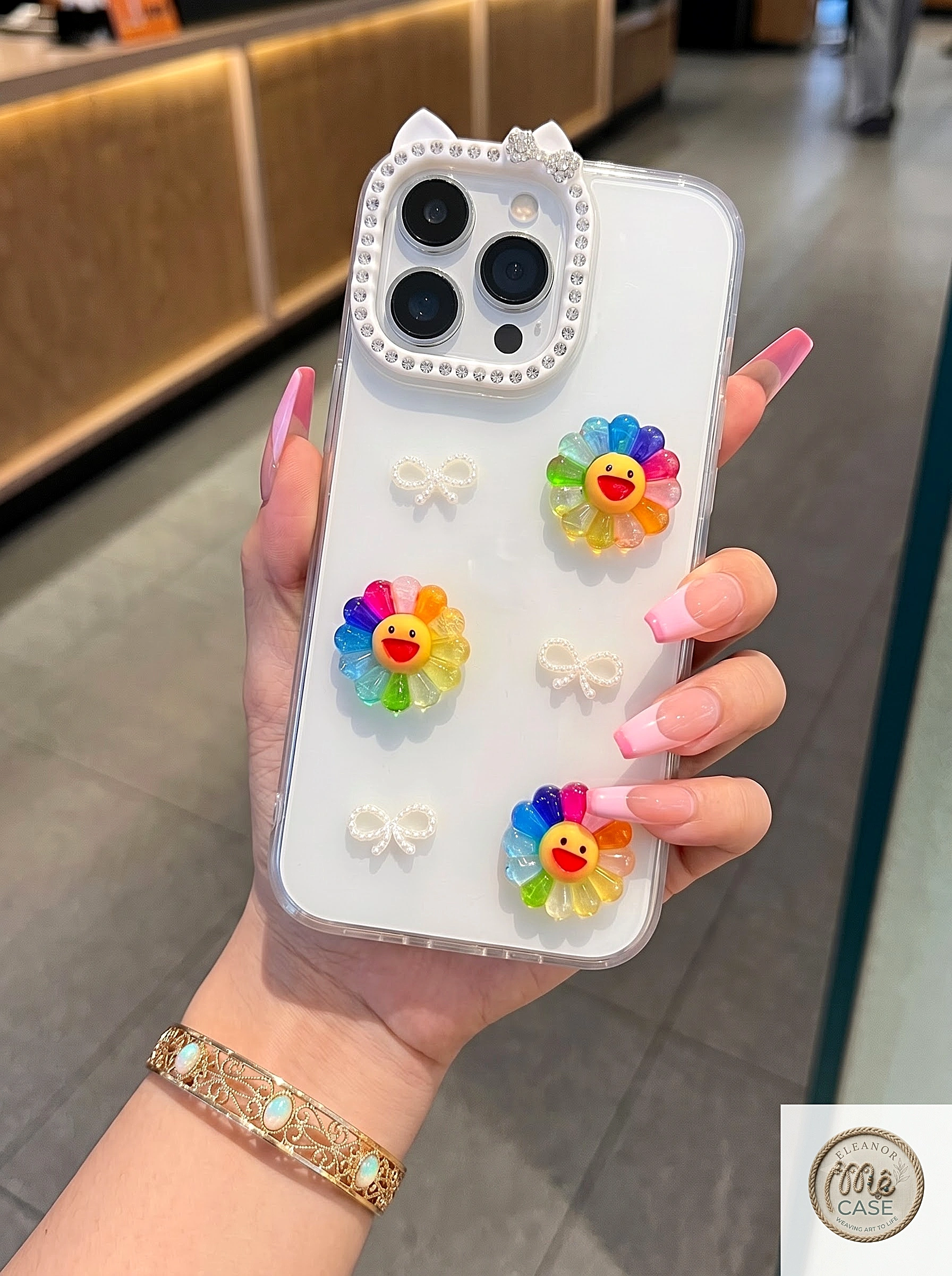 Ốp Lưng iPhone Tai Mèo Hoa Cười Rạng Rỡ