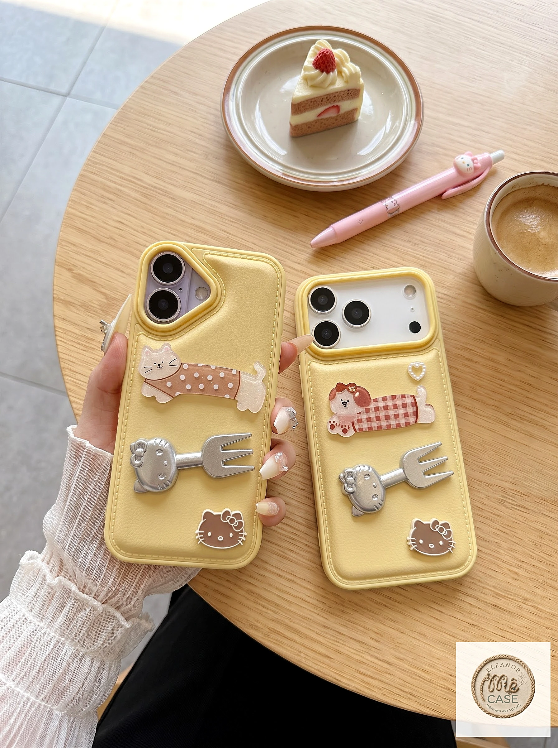 Ốp lưng Iphone màu vàng Bơ sang trọng đính charm