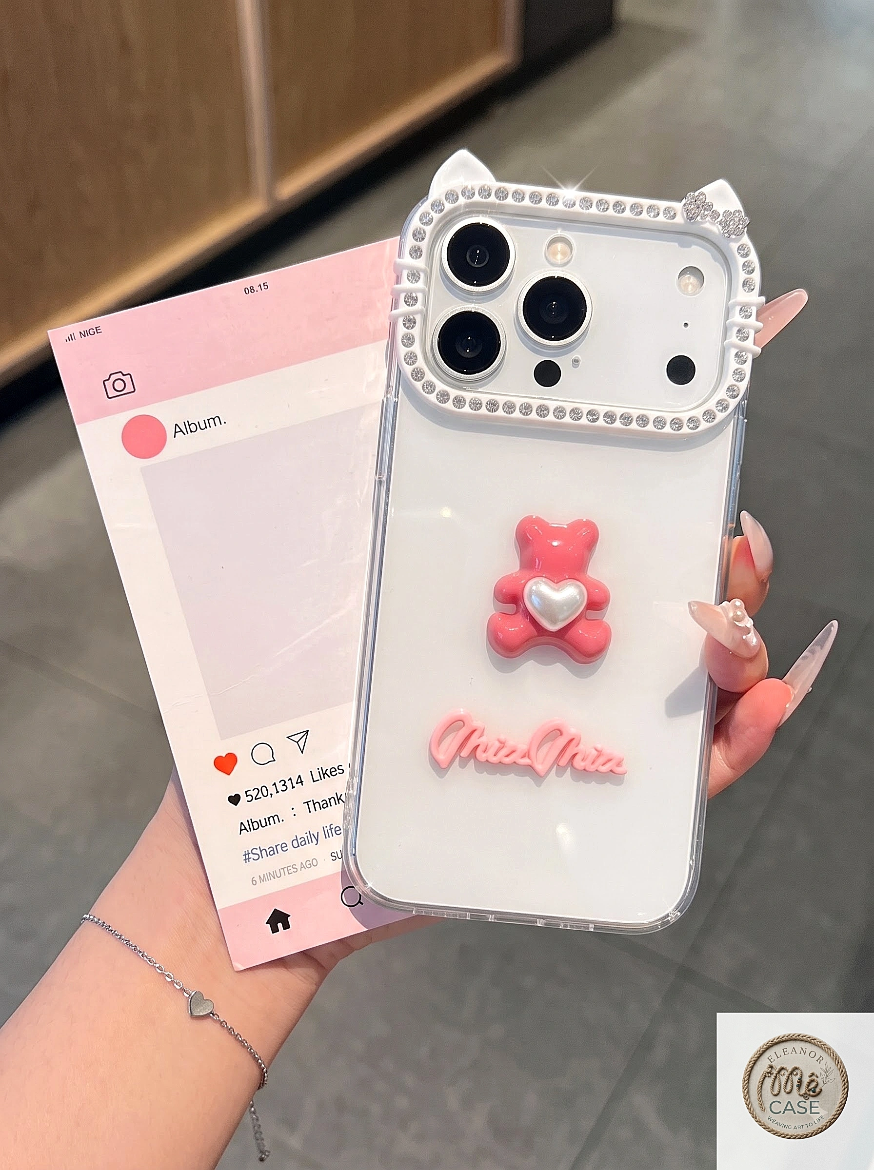 Ốp Lưng iPhone Bear Bow - Cute Phô Mai Que