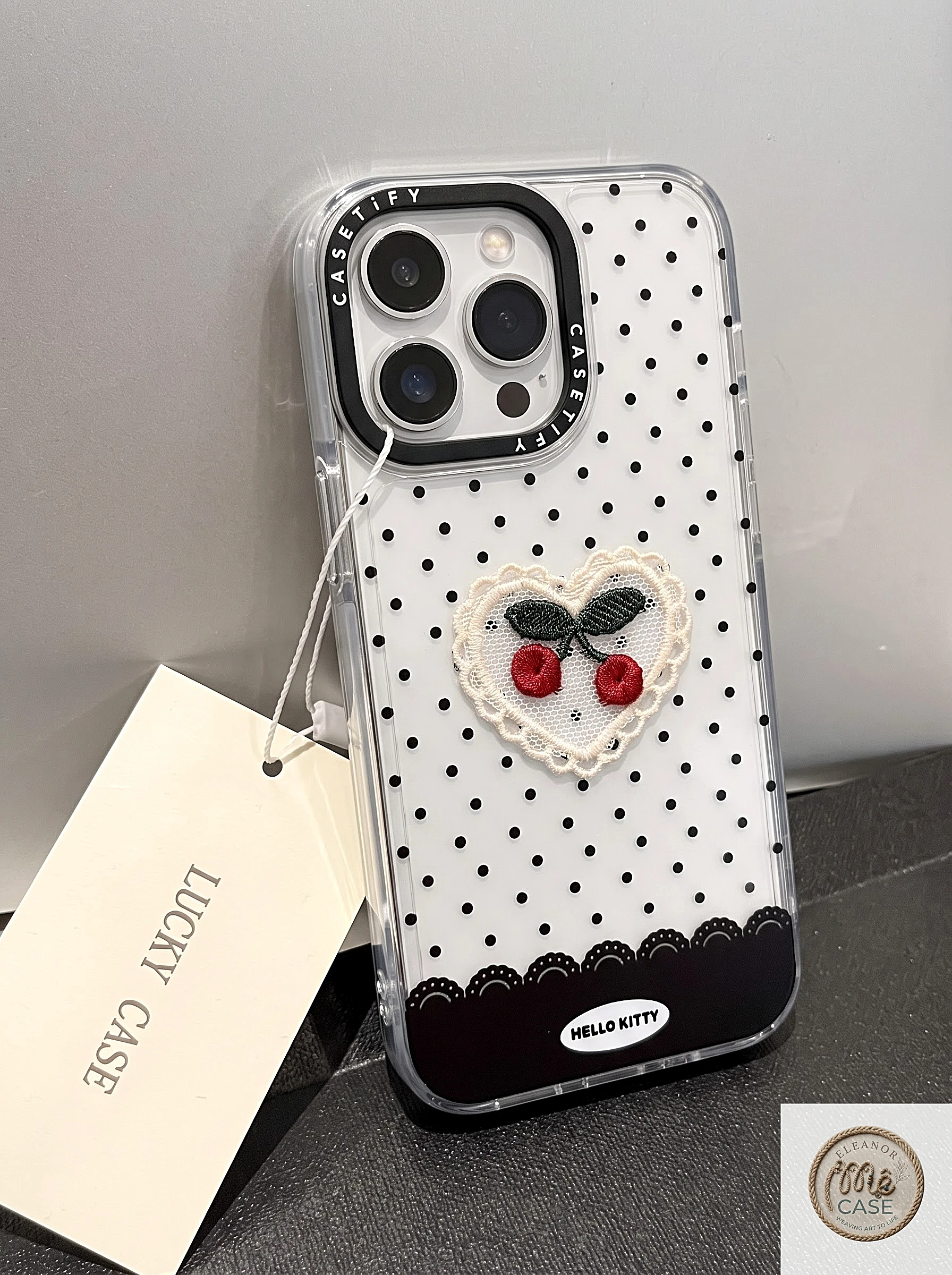 Ốp Lưng Iphone Little Cherry Polka Dot – Chấm Bi Vintage & Anh Đào Nhỏ🍒
