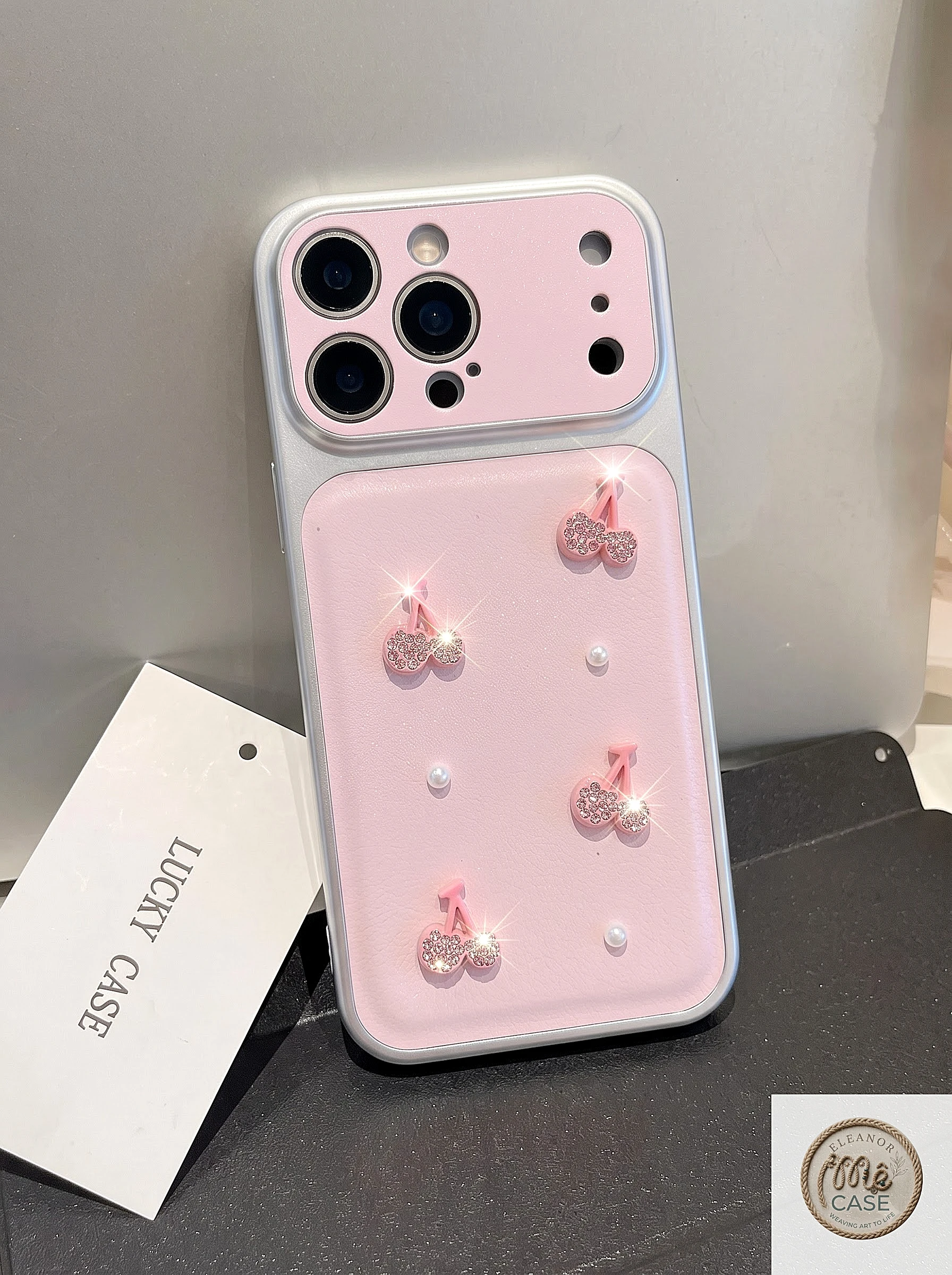 Ốp Lưng iPhone Đính Đá Cherry Lấp Lánh