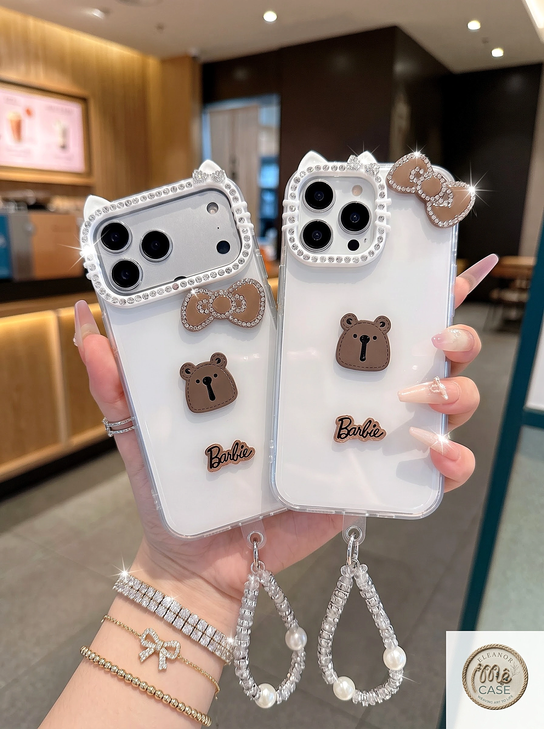 Ốp Lưng Iphone Handmade Coquette Gấu Nâu Nơ 3D