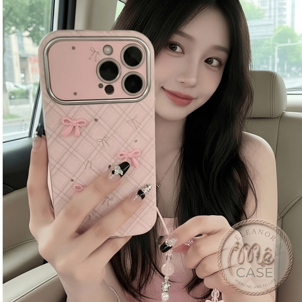 Combo Ốp Lưng IPHONE Caro Nơ Hồng Và Mèo Kitty Vintage Pink Bow Plaid Case