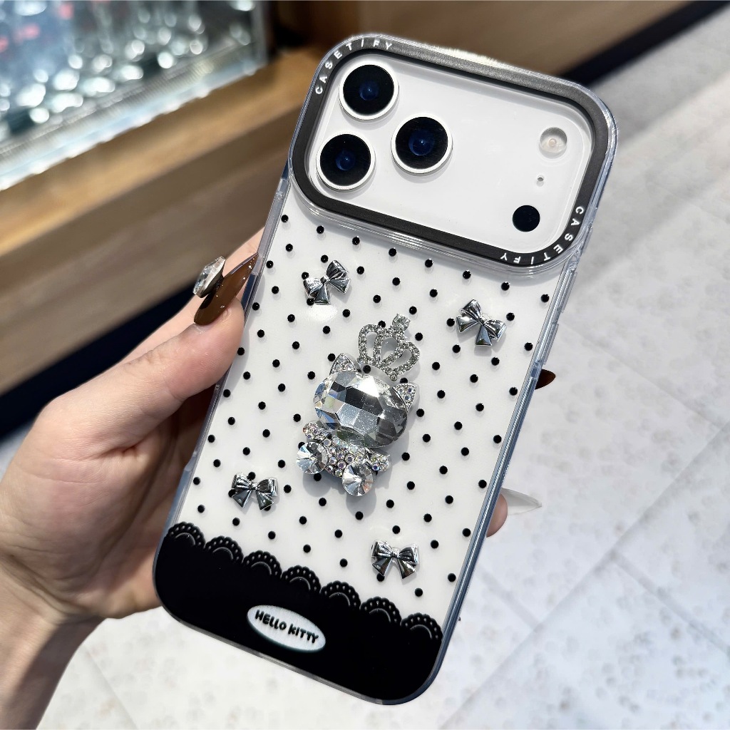 🖤 Ốp lưng iphone nữ hoàng pha lê chấm bi -  Crystal Queen Polka Case 👑