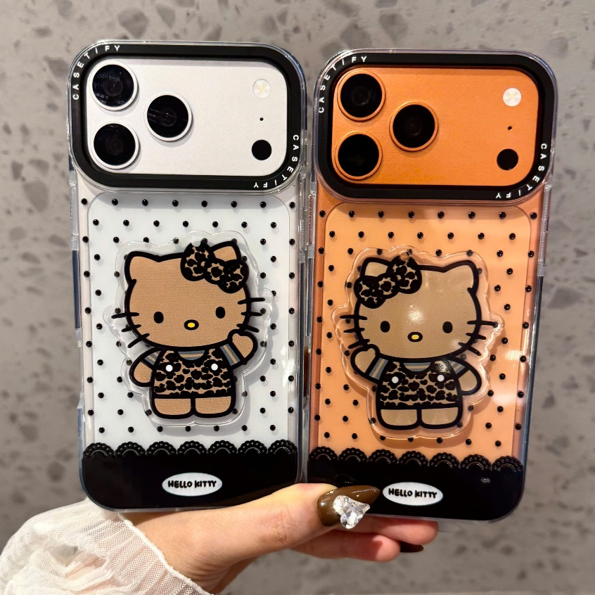 ỐP LƯNG IPHONE  CASE TIFY KITTY NÂU TÂY CHẤM BI