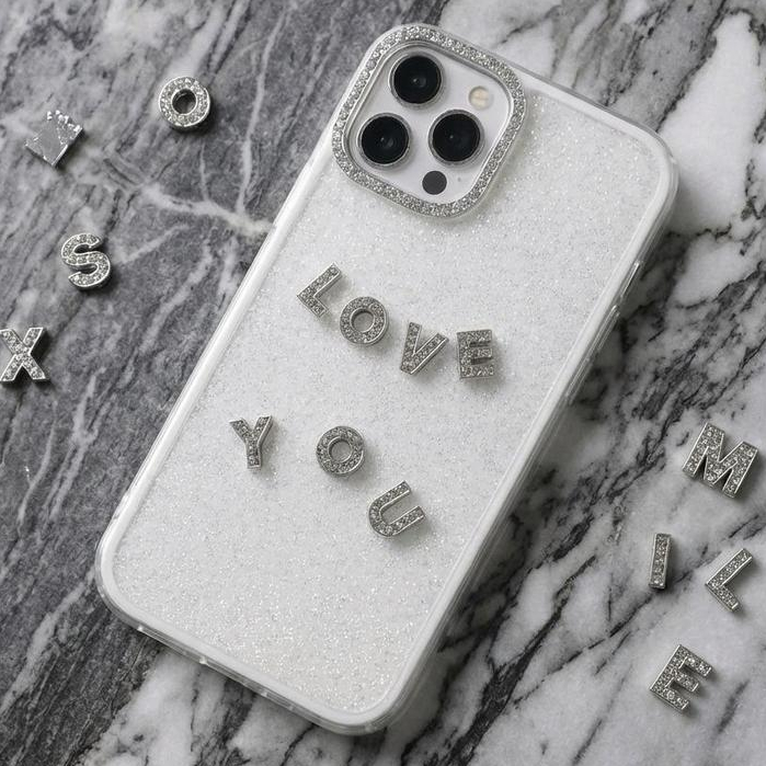 Ốp Lưng Iphone Đính Đá Gắn Chữ Lấp Lánh 