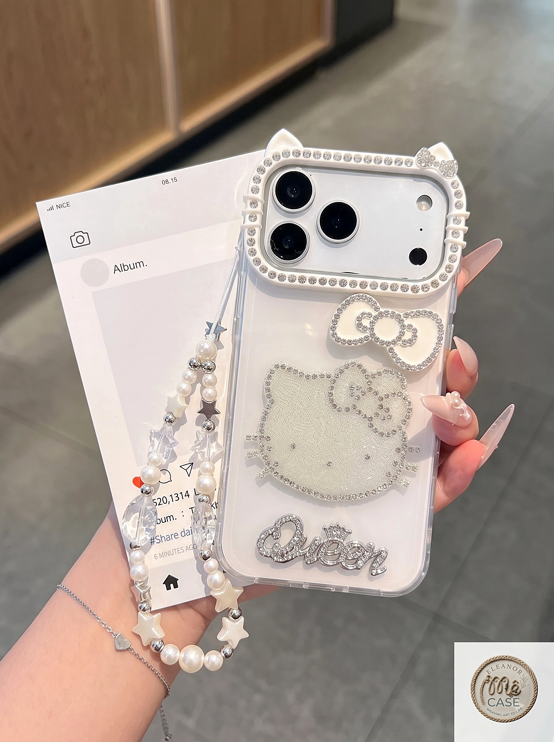 MÃ 75. Ốp Lưng Iphone Hello Kitty Đính Đá Chữ Queen