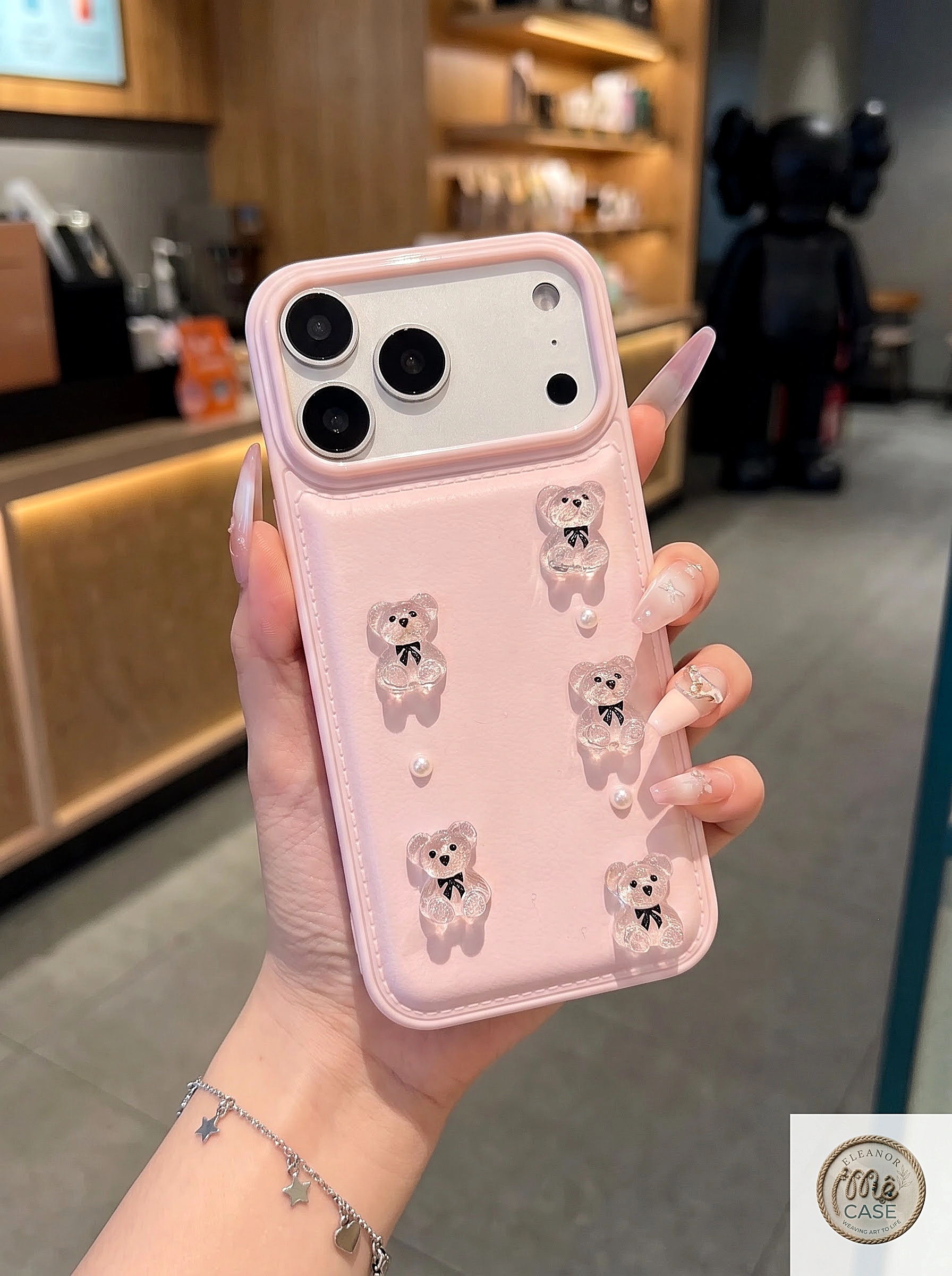 Ốp Iphone BST Jelly & Pearl Màu Hồng & Màu Cam