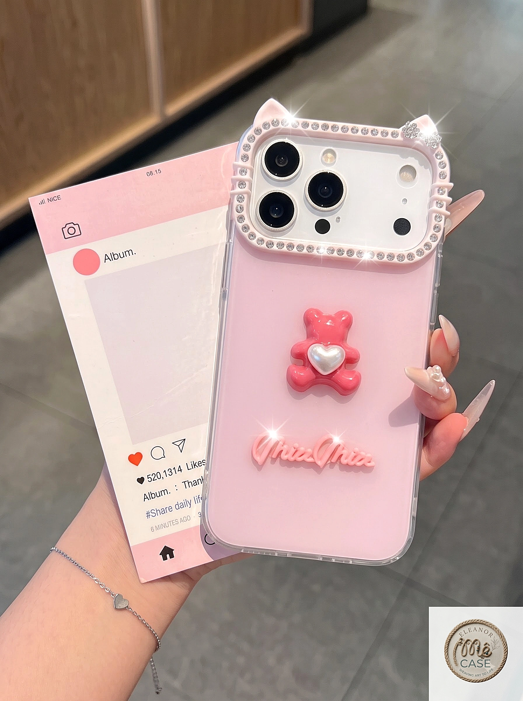 Ốp Lưng iPhone Bear Bow - Cute Phô Mai Que