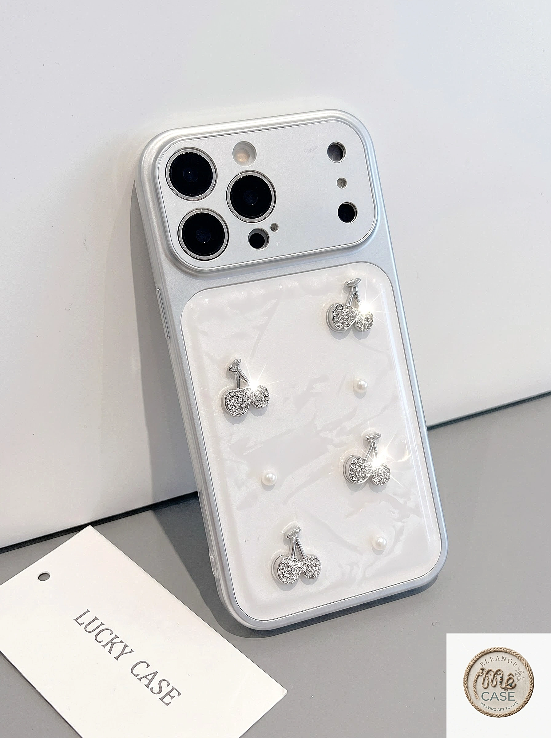 Ốp Lưng iPhone Đính Đá Cherry Lấp Lánh