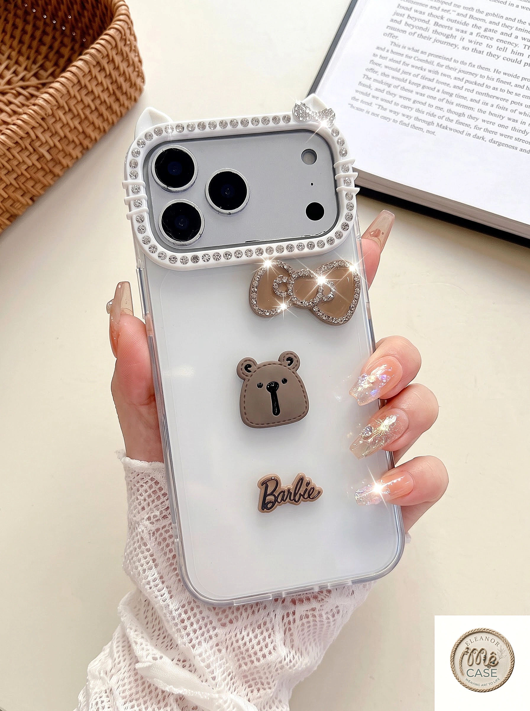 Ốp Lưng Iphone Handmade Coquette Gấu Nâu Nơ 3D