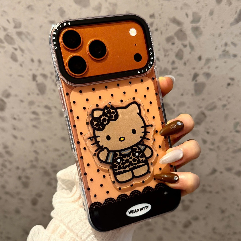 ỐP LƯNG IPHONE  CASE TIFY KITTY NÂU TÂY CHẤM BI