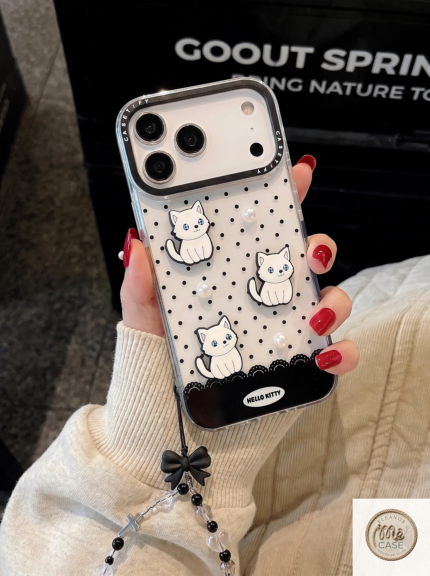 Ốp Lưng iPhone Bé Mèo Chấm Bi