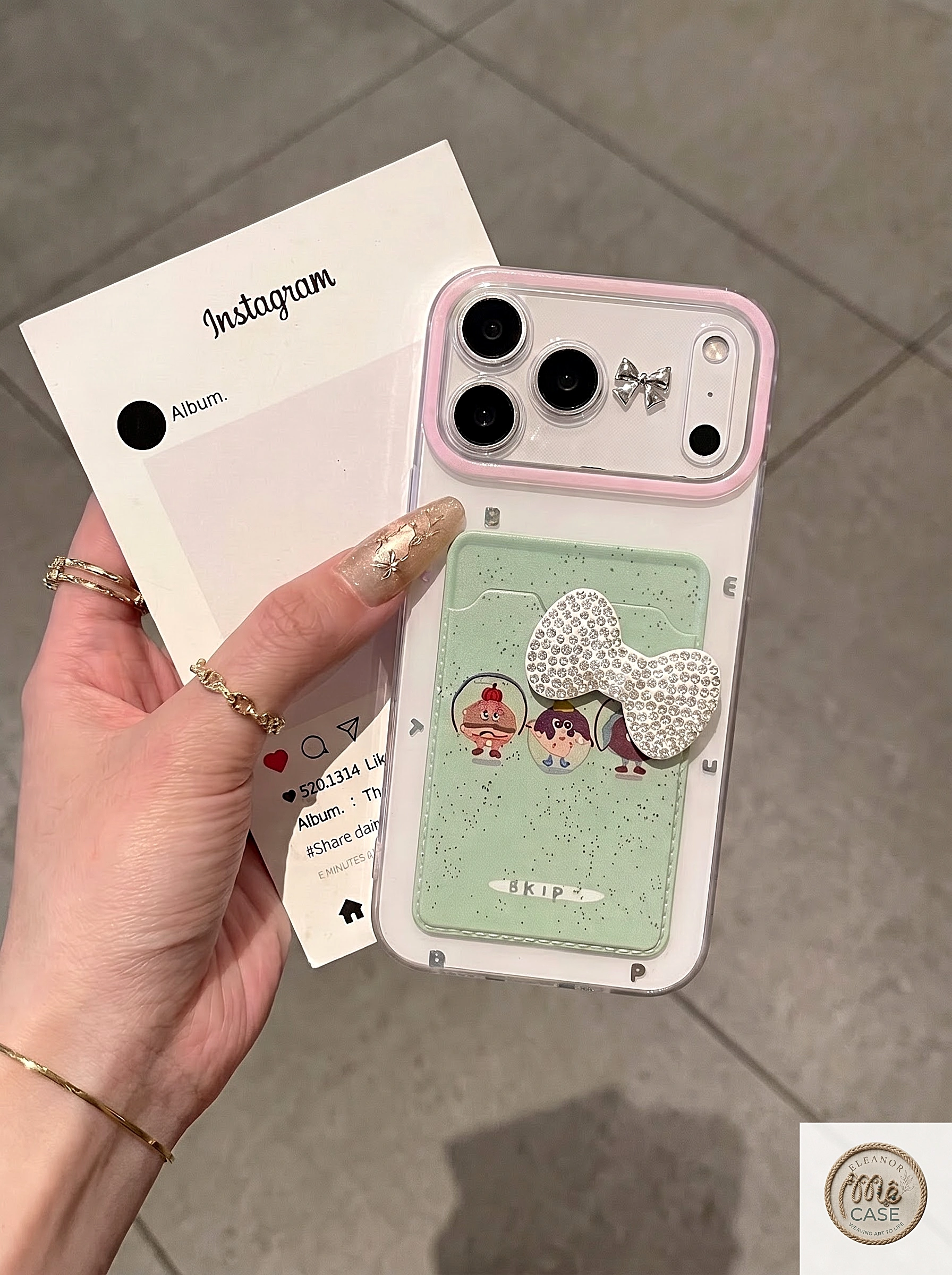Ốp Lưng iphone_ Ốp Ví Kitty Đính Nơ 3D Dễ Thương