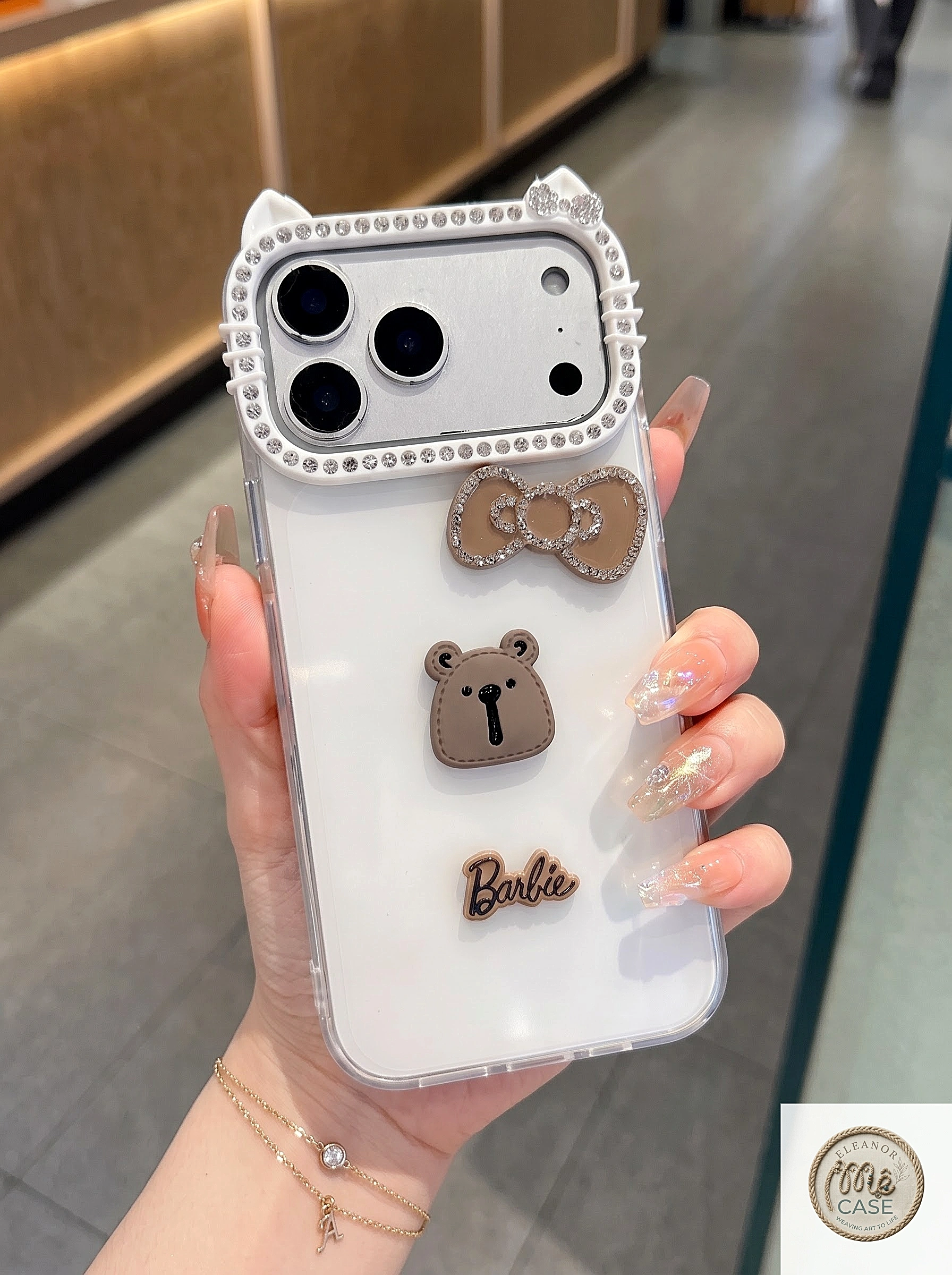 Ốp Lưng Iphone Handmade Coquette Gấu Nâu Nơ 3D
