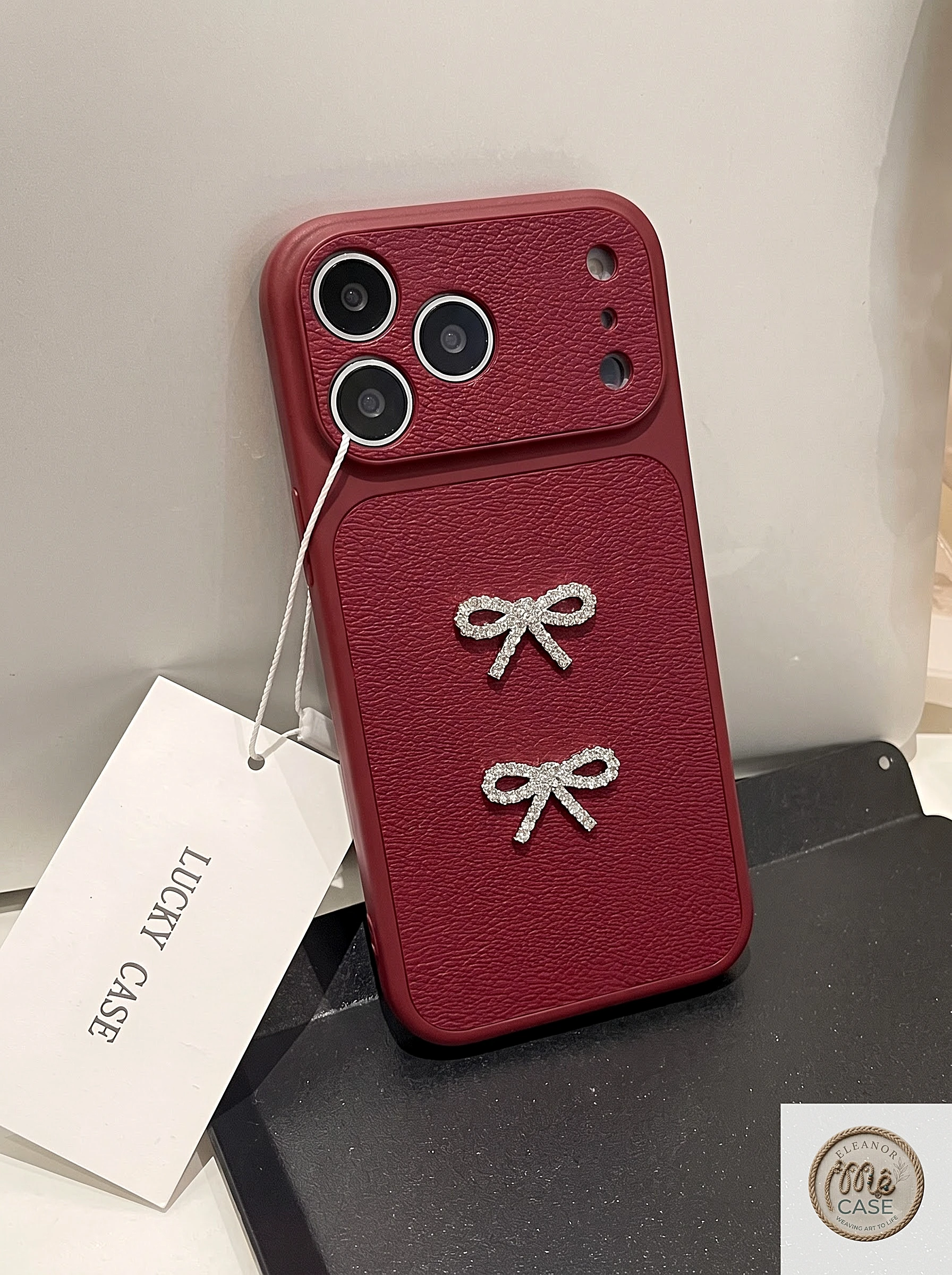 MÃ 105. Ốp Lưng Iphone_Ốp Da Đính Nơ Cao Cấp