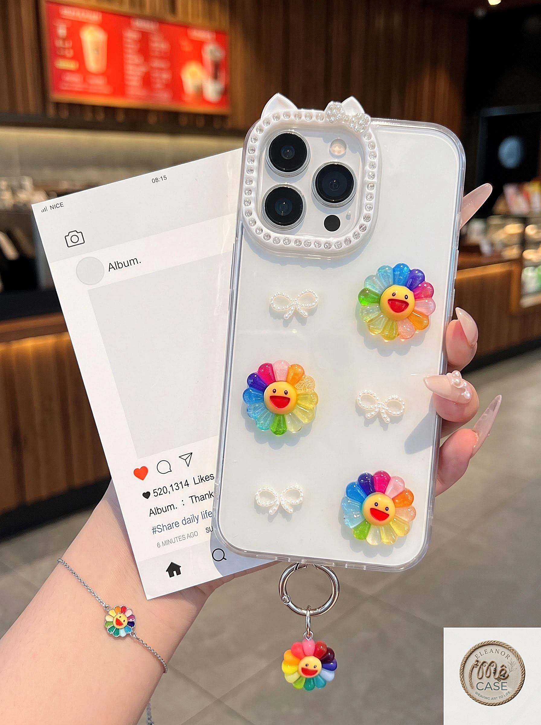 Ốp Lưng iPhone Tai Mèo Hoa Cười Rạng Rỡ
