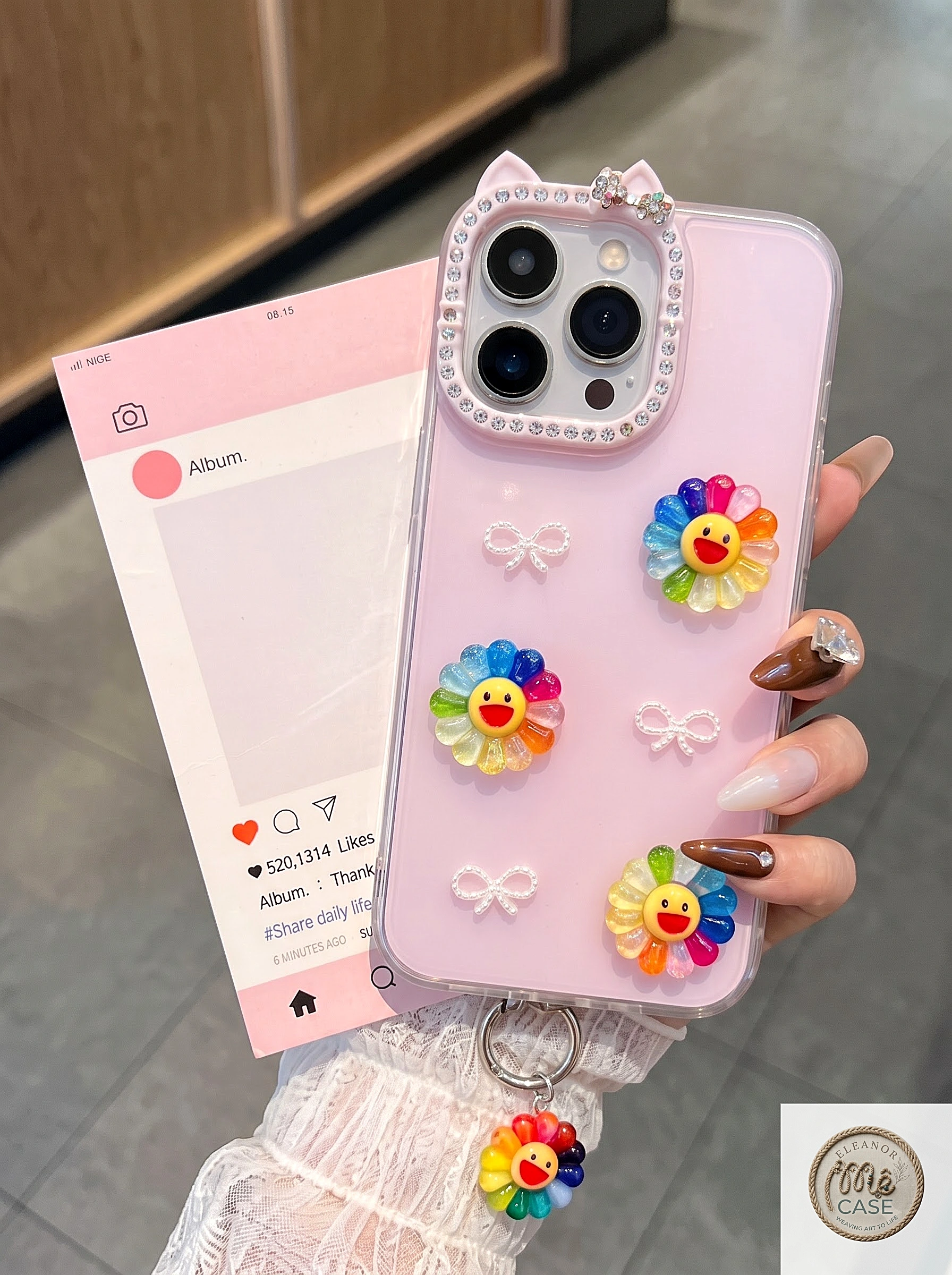 Ốp Lưng iPhone Tai Mèo Hoa Cười Rạng Rỡ