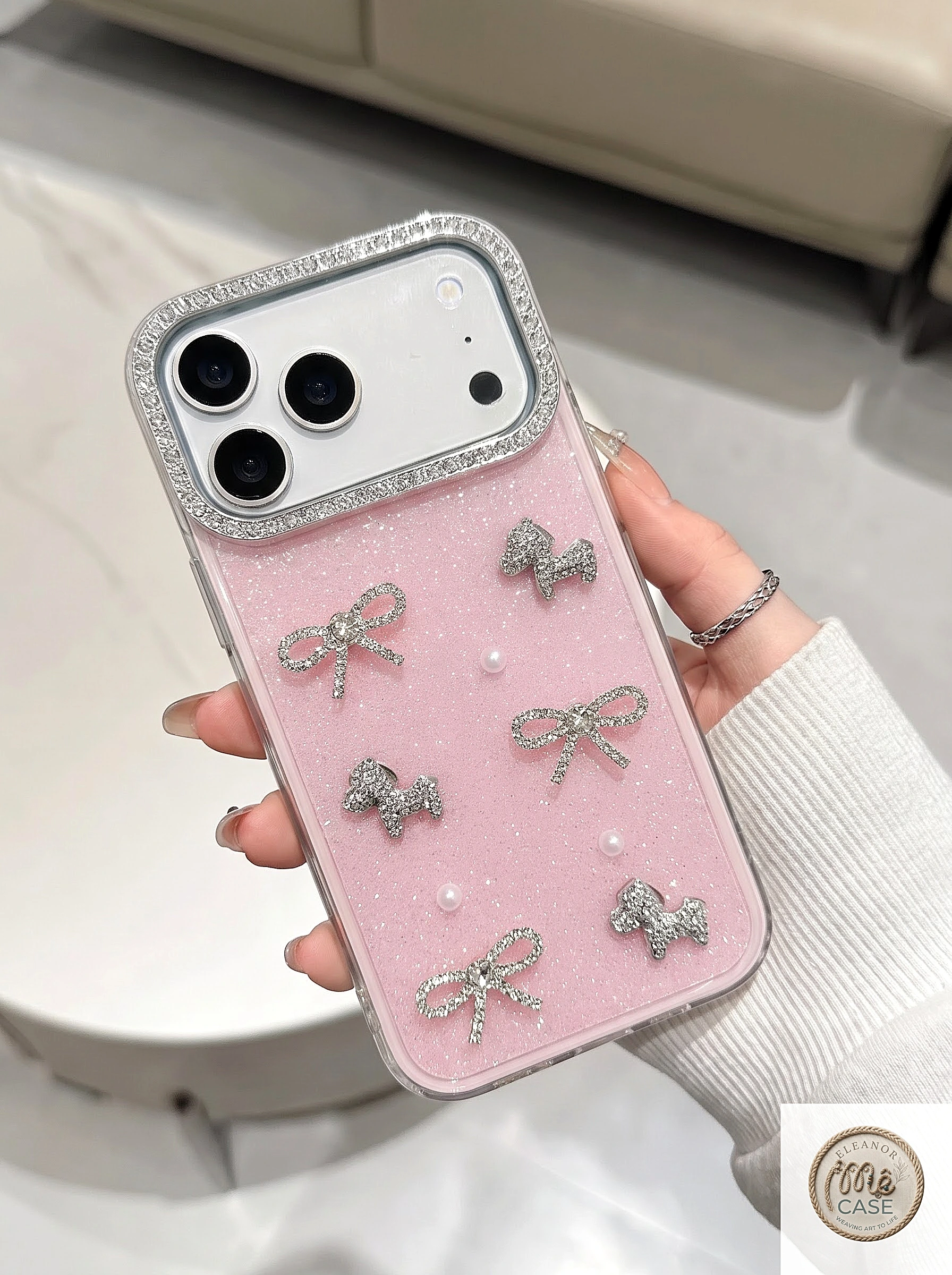 ỐP LƯNG IPHONE PONY ĐÍNH ĐÁ LẤP LÁNH GLITTER COQUETTE – DỊU DÀNG MÀ SANG 🎀💖