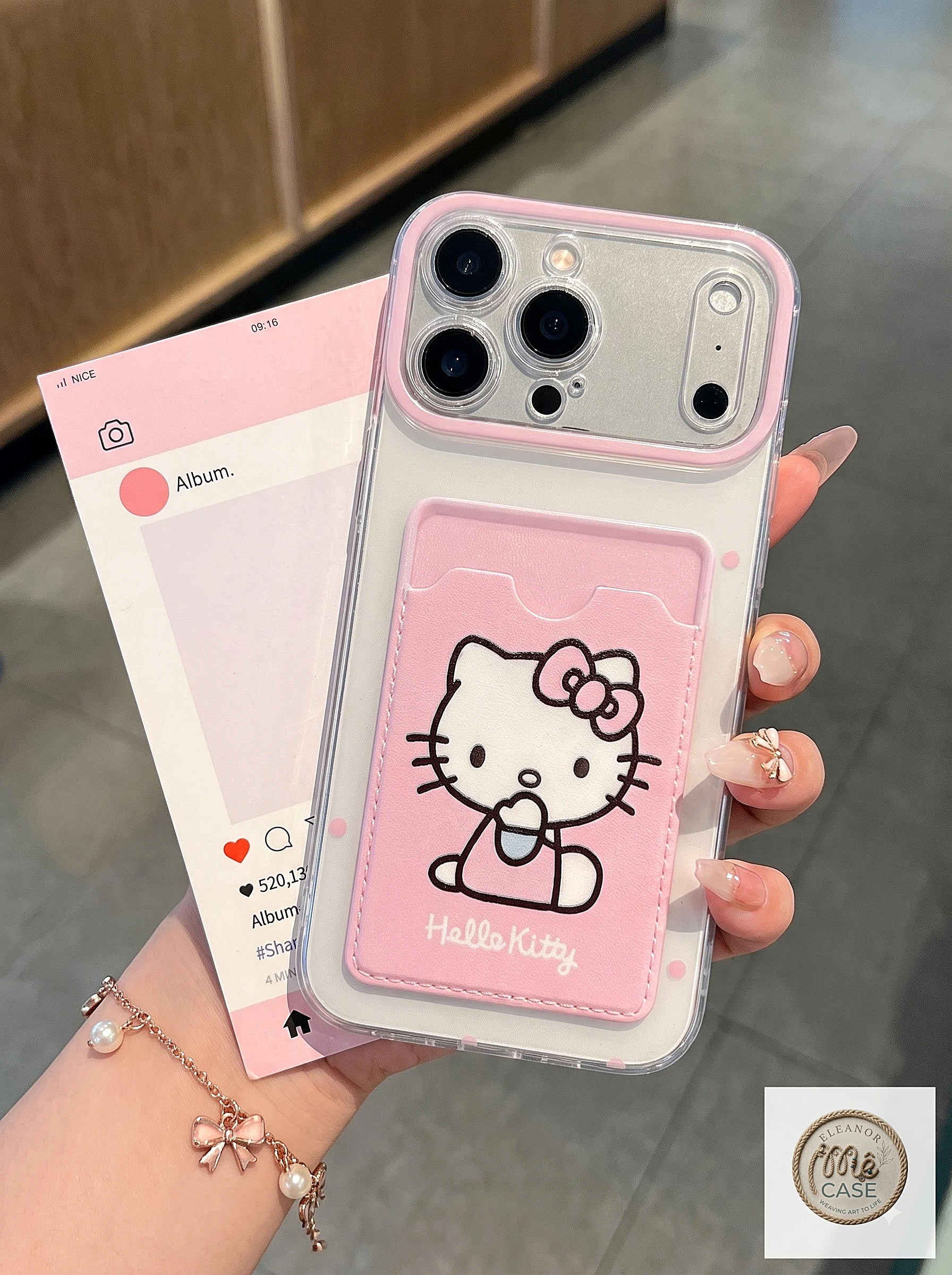 Ốp Lưng Cute Card Holder – Ốp Lưng Kèm Ngăn Đựng Thẻ Trend 2026 (Tặng kèm 1 bộ charm)