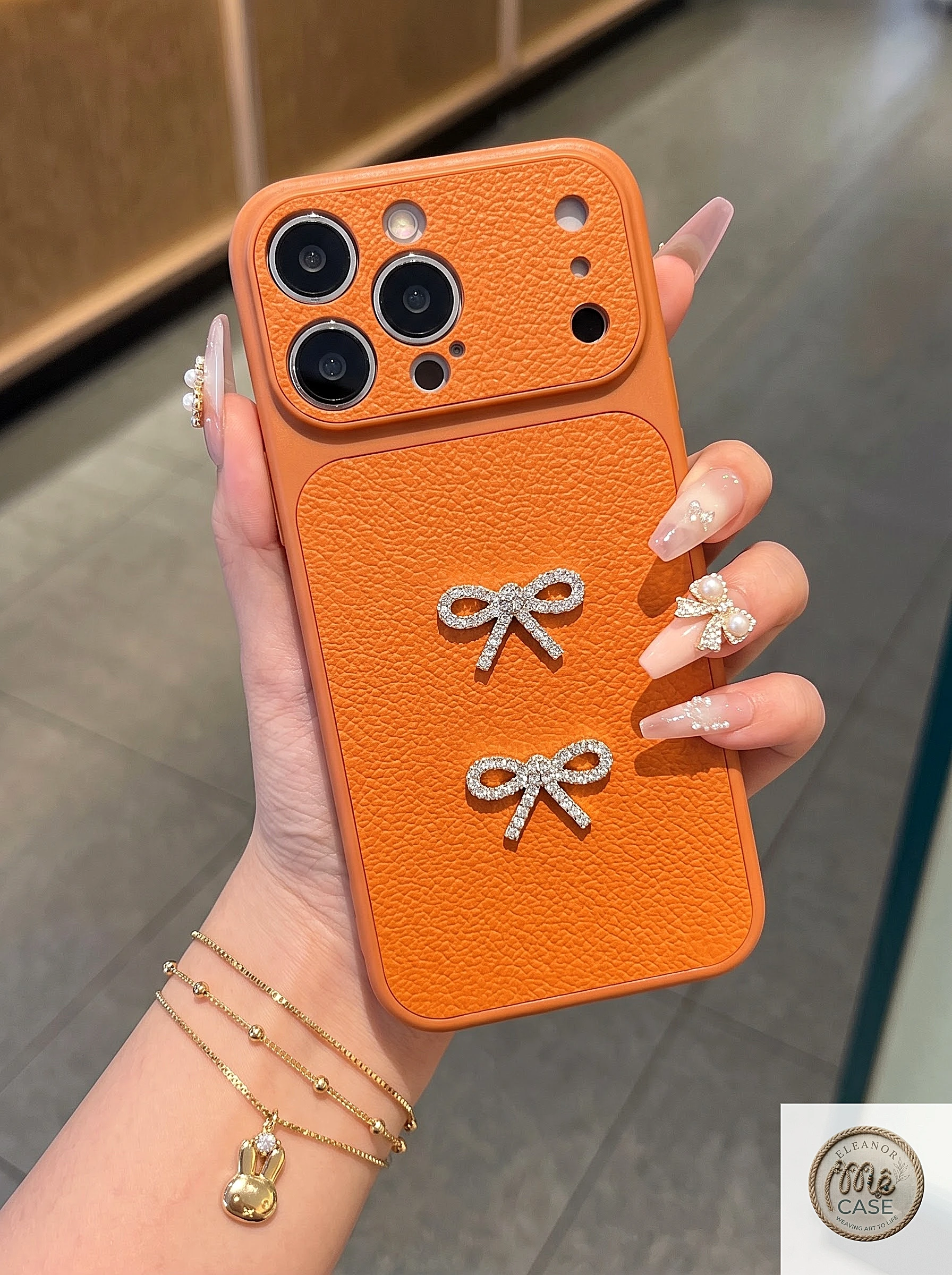 MÃ 105. Ốp Lưng Iphone_Ốp Da Đính Nơ Cao Cấp
