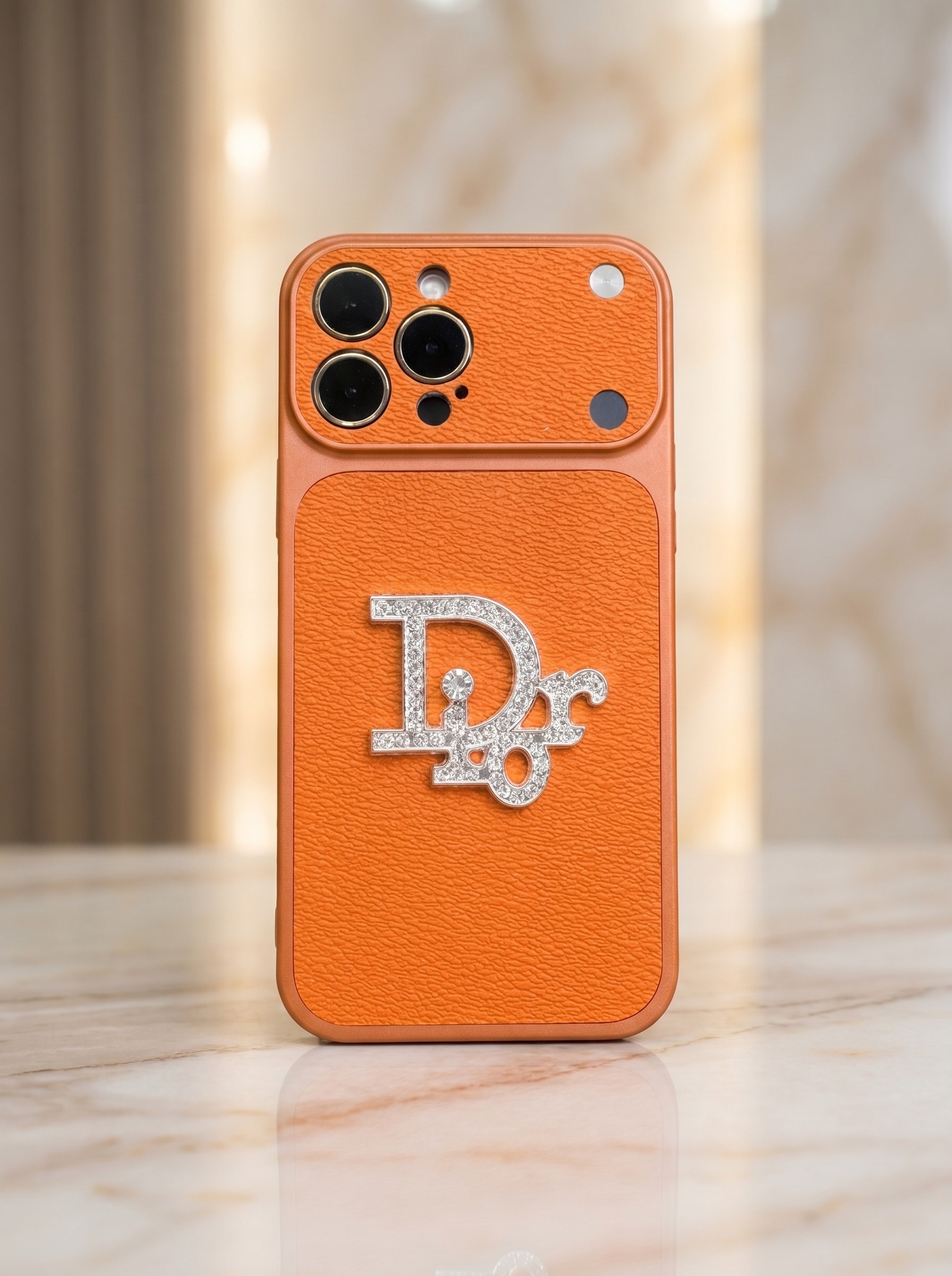 🌟 Ốp Lưng Da Nhám Cao Cấp Điểm Charm Chữ Dior Đính Đá Lấp Lánh