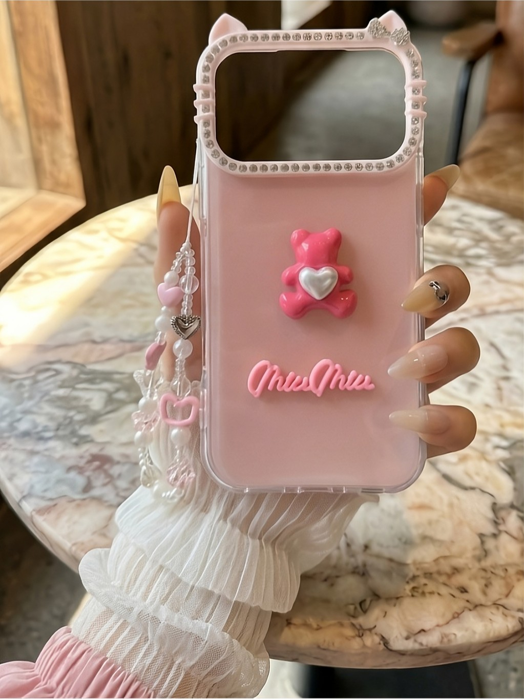 Ốp Lưng iPhone Bear Bow - Cute Phô Mai Que
