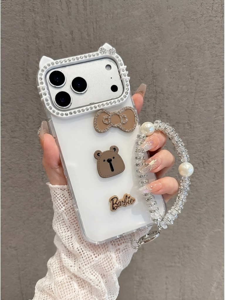 Ốp Lưng Iphone Handmade Coquette Gấu Nâu Nơ 3D