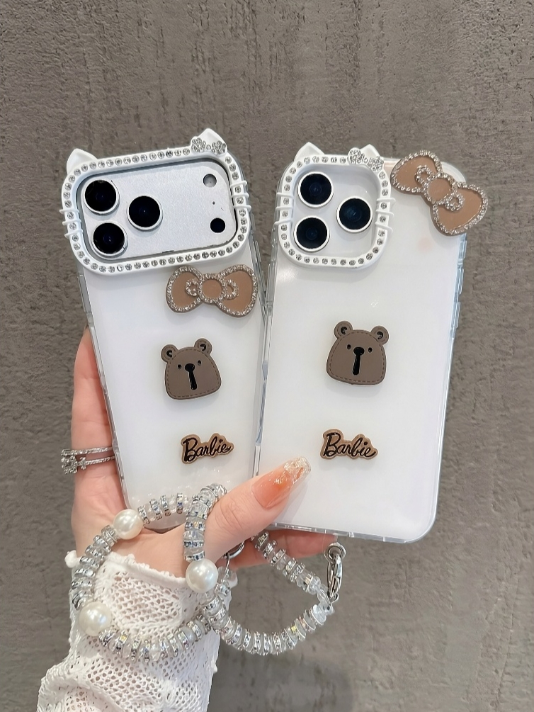 Ốp Lưng Iphone Handmade Coquette Gấu Nâu Nơ 3D