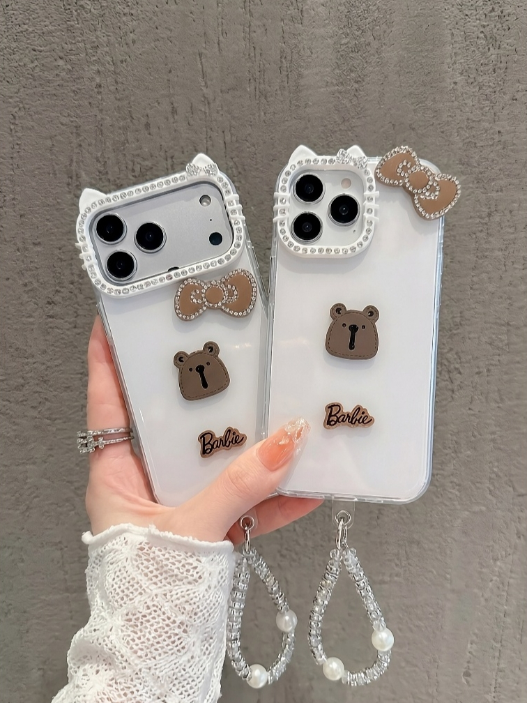 Ốp Lưng Iphone Handmade Coquette Gấu Nâu Nơ 3D